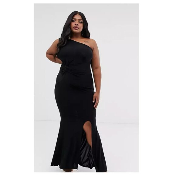 Club L London Plus One Shoulder Twist Detail Maxi Dress - Picture 1 of 10